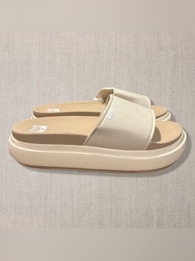 REEF Cushion Bondi Bay Womens 9 Cream Platform Slide Sandals Beach Comfort
